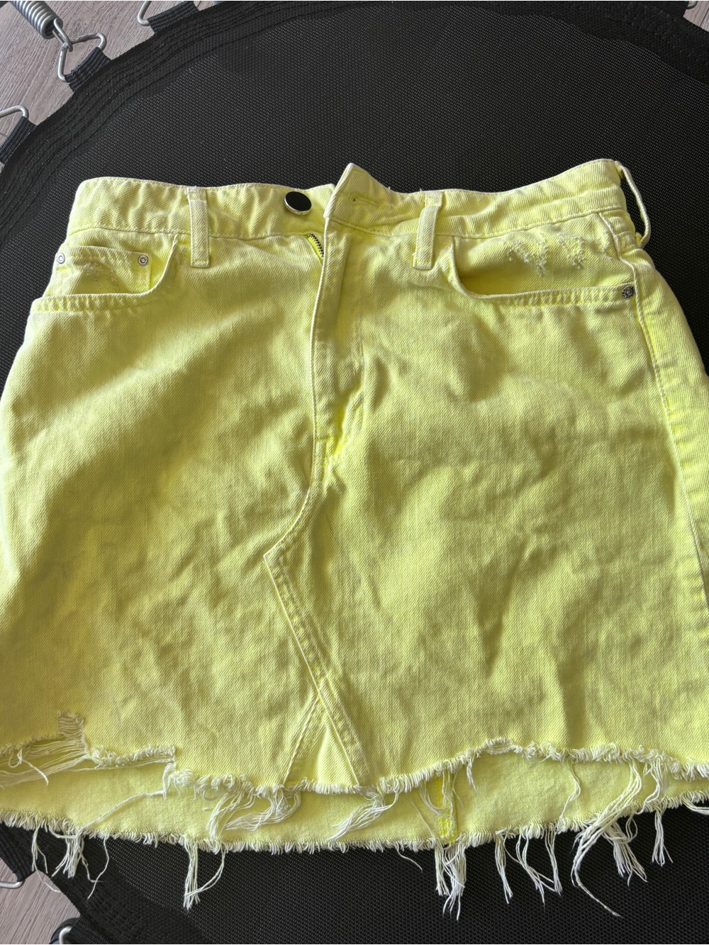 River Island Neon Yellow Denim Mini Skirt